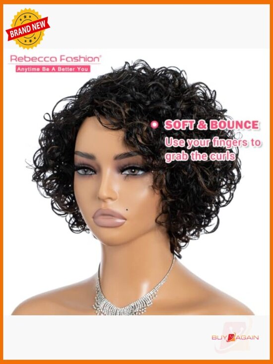 Short Curly Bob Wig 100% Human Hair Side Part Glueless Natural Look